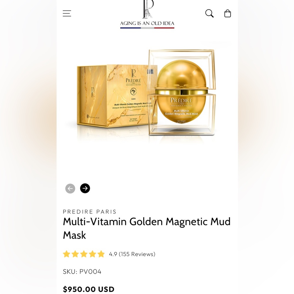 Prédire Paris Multi-Vitamin Golden Magnetic Mud Mask - Gold